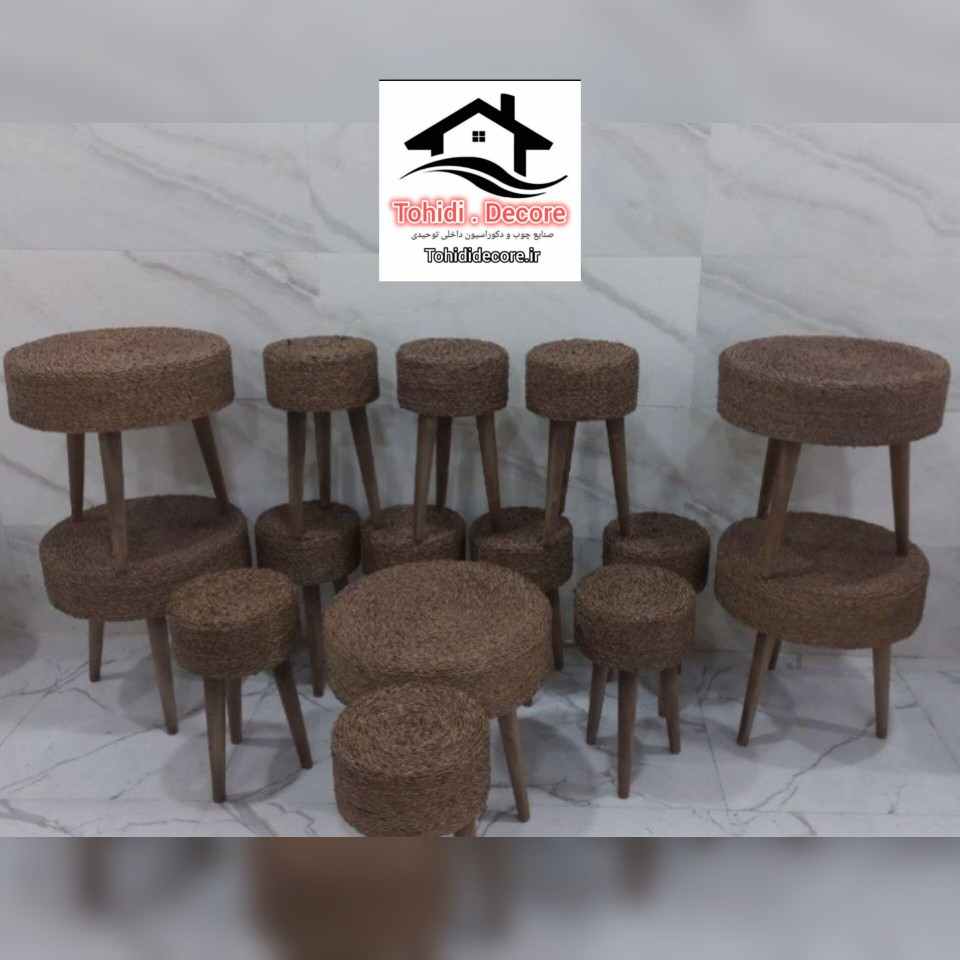 میز و صندلی حصیری 4 نفره گرد