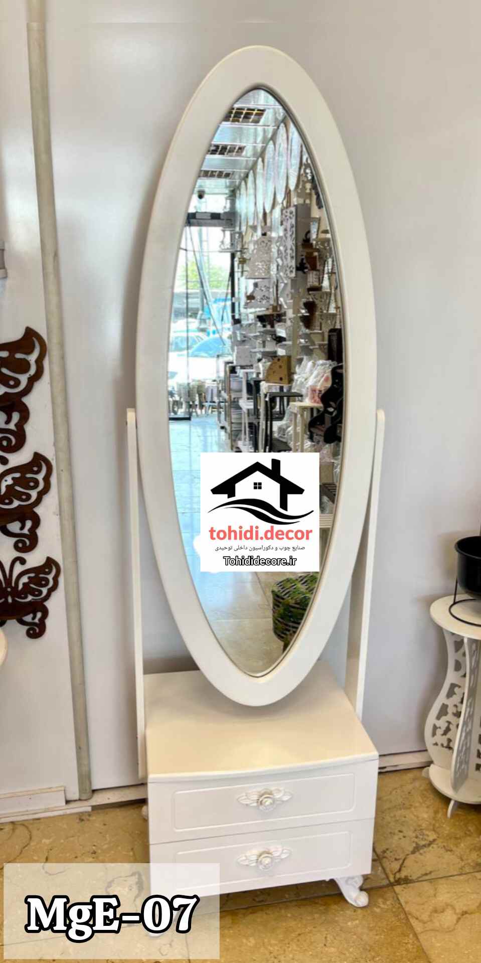 اینه قدی 2 کشو ایکا سفید کد MGE-07