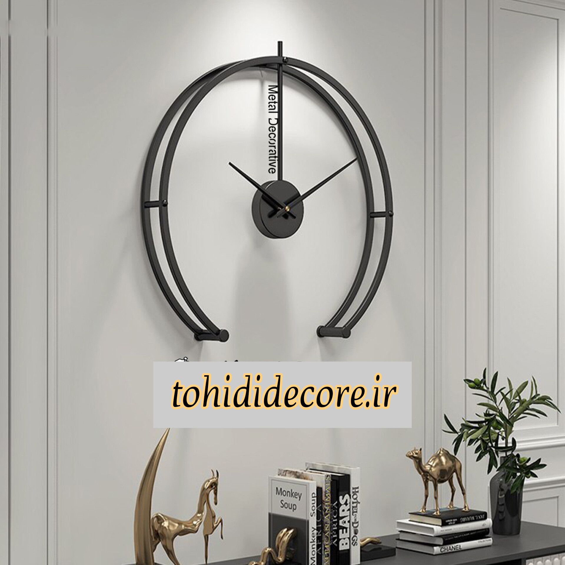 ساعت دیواری مدرن دو رینگ کد MD1180بزرگ طلایی